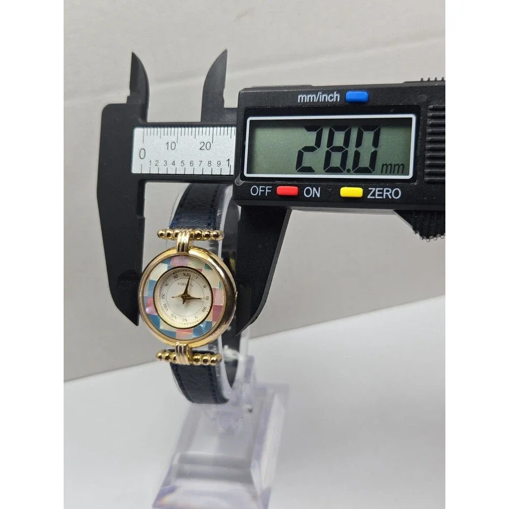 Vintage Fossil Womens Prism Mother Of Pearl Mosaic Watch Gold Tone New Battery